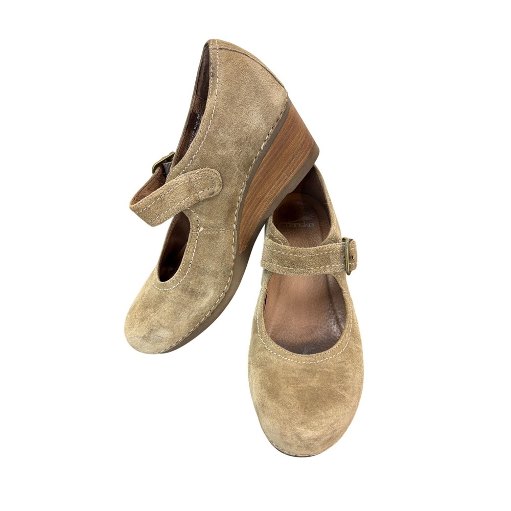 Dansko Sandra Tan Suede Mary Jane Wedge Shoes Size 40
